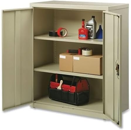 Alera 25763 36 in. x 18 in. x 42 in. 3 Shelves Economy Assembled Storage Cabinets - Putty