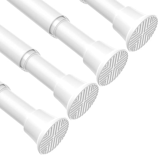 4pack Tension Curtain Rod 16 to 36Inch, White Spring Tension Curtain Rod Adjustable Expandable Curtain Rod No Drilling, Spring Loaded Curtain Rods for Windows, Bedroom, Doorway Door, Closet