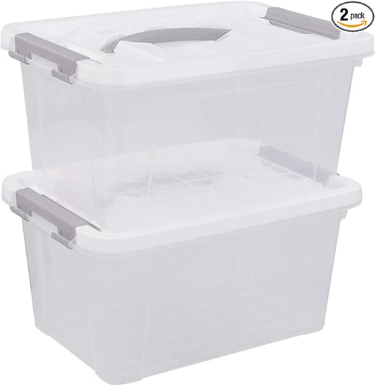 Saedy Clear Plastic Storage Bins/Containers, Multi-purpose Storage Box 6 Quart, Set of 2