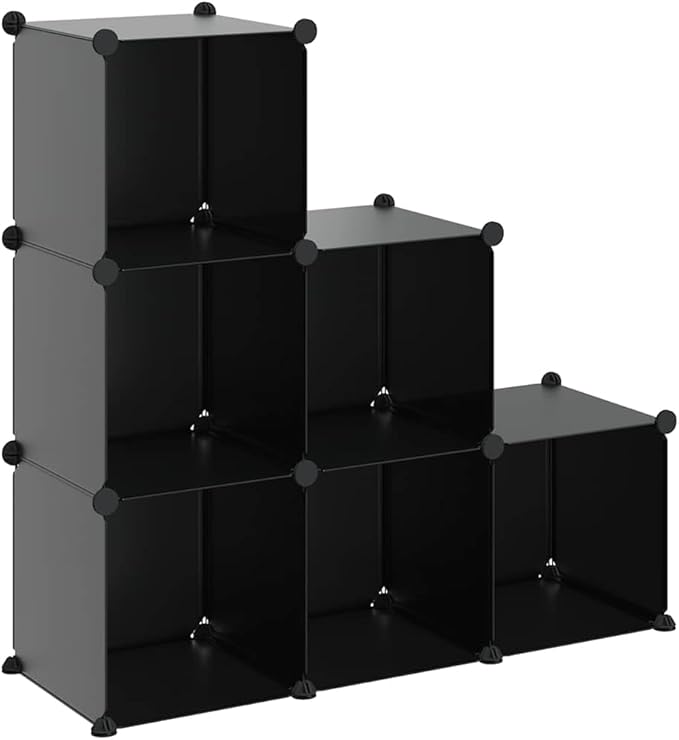 vidaXL 6-Cube Storage Organizer - Black - Waterproof PP Plastic - Space-Efficient, User-Friendly Design - For Home, Office, Dormitory