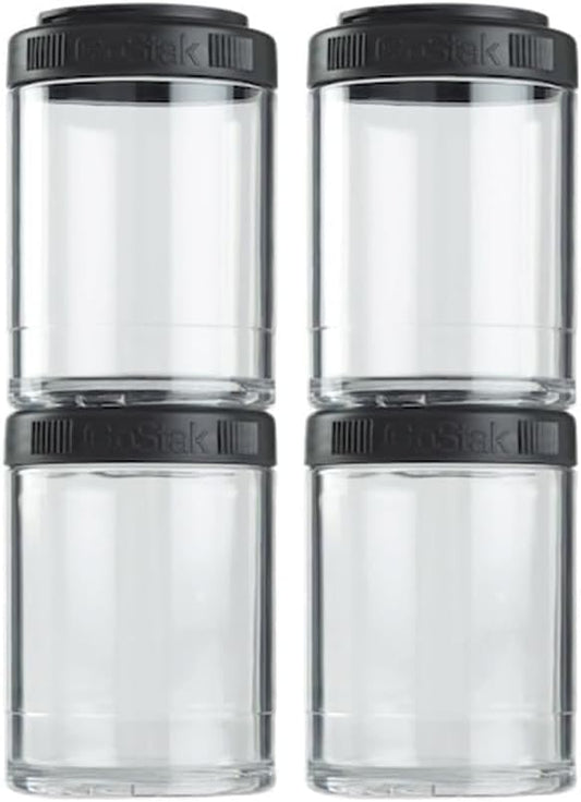 BlenderBottle GoStak, 150cc, 2-Pack | Twist n' Lock | Storage Jars | Black
