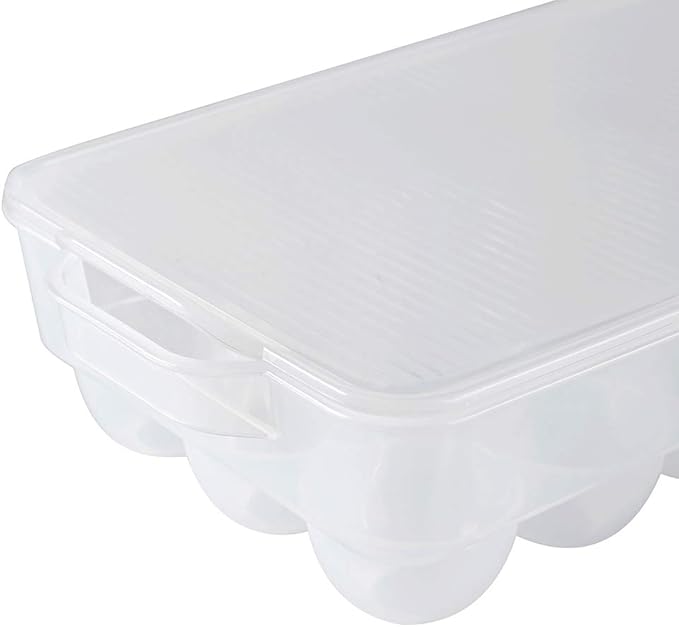 Eslite Covered Egg Holder,Egg Storage for Refrigerator,Fits 18 Eggs,Pack of 2