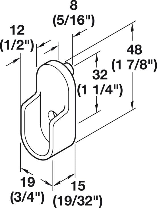 Oval Closet Rod with End Supports that have Dual Rear Facing 5mm Pins (Matte Aluminum, 24" Wide Space)