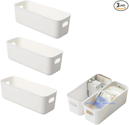 Multi-purpose small storage bins, Storing phone cases, socks, stationery,small items. PP plastic,Organizer and Storage for Sinks,Bathroom, Bedrooms, Vanity tables，Kitchens.10.5x 3.9x 3.5 Inch (3)