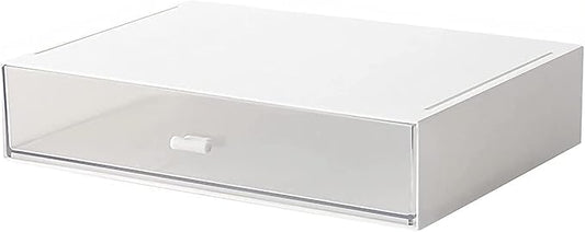 Desk Organizer with Drawers Stackable Storage Drawers, Plastic Compact Desk Storage Box Great for Office School Home Small Space- 1drawers (White)