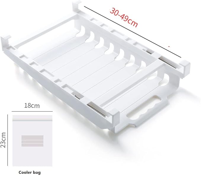 Smart Design Hanging Zip Bag Pull Out Refrigerator Drawer - BPA Free Plastic - 10 resealable bags for freezer refrigerator telescopic rack hanger sliding tray, meal planner for food/fruits/veggies