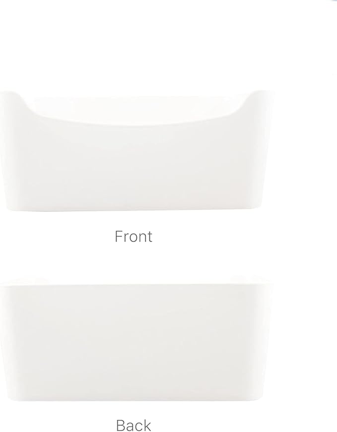 Ytteve 6-Pack Mixed Size White Plastic Storage Bins – Includes 2 Large (13"x9.5"x5.7") & 4 Medium (9.5"x6.7"x4.1") – Stackable Shelf Organizers for Kitchen Pantry, Closet, Bathroom, Office & Cabinet