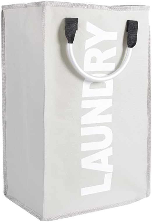 Laundry Basket, Durable Handles for Easy Carry, Collapsible Cloth Baskets, Hampers for College Dorms, Foldable Hamper Bag (Light-Gray,1 Piece)