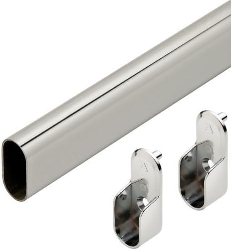 Chrome Oval Closet Rod with End Supports (Chrome, 48" Wide Space)