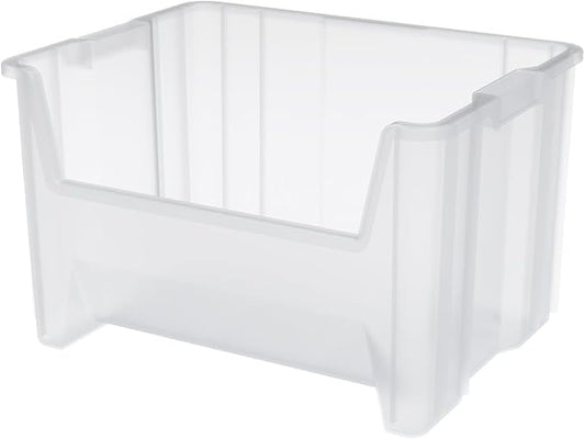 Akro-Mils 13017 Stak-N-Store Heavy Duty Stackable Open Front Plastic Storage Container Bin, (15" x 20" x 12-1/2"), Clear, (3-Pack)