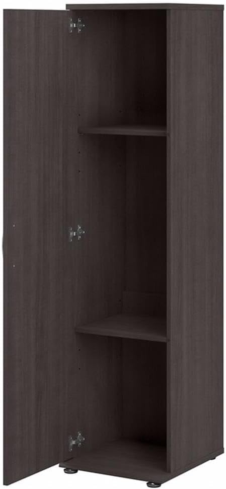 Pemberly Row Modular Storage Set, 44W 3Pc Storm Gray Finish, Includes Tall Narrow Cabinet, Floor Cabinet with Drawers, Wall Cabinet with Doors, Adjustable Shelves, Durable Home or Office Organization