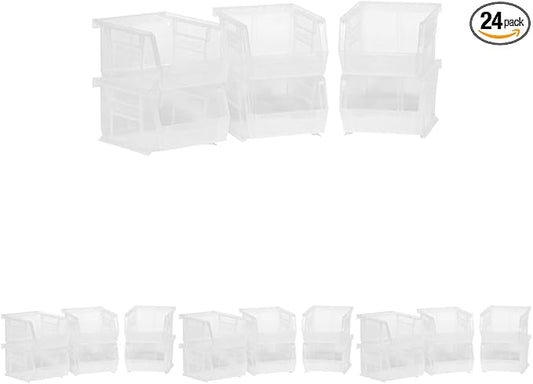 Akro-Mils 30210 AkroBins Plastic Storage Bins,Space-Saving Stackable Bins for Garage,Pantry,Craft Organization,5-Inch x 4-Inch x 3-Inch,Clear,(Pack of 24)