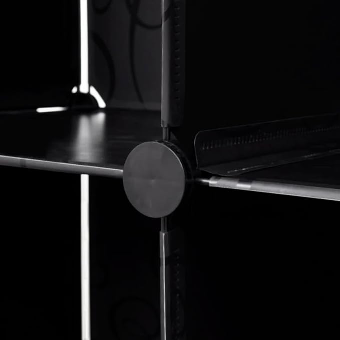 Modular Storage Cabinet Black and White Plastic and Steel Wire Flexible Storage Solution with 18 Compartments for Clothes Shoes Household Items