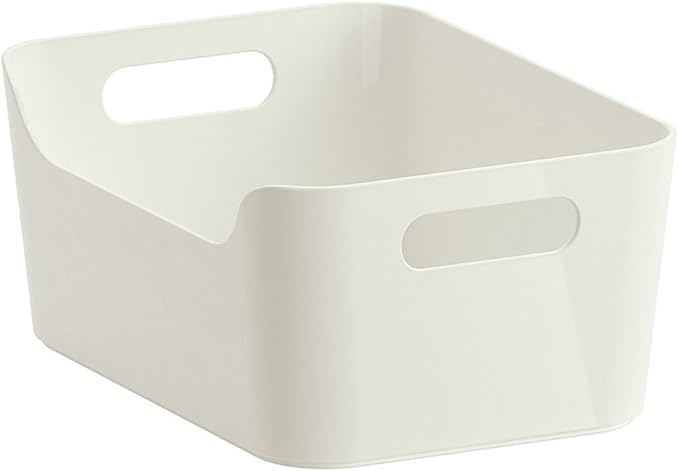 Pantry Organization And Storage Baskets, Open Storage Box Under Sink Organizers,Kitchen Cabinet and Pantry Storage Organizer Bin - two cut-out handles that make 9.4 x 6.7 x 4.3 Inches (White)