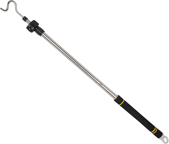 Clothes Hanger Reaching Hook Telescopic Adjustment clothes hook pole Light and can Extend from 37" to 65" with 4.7 "Hook and Sponge Handle.
