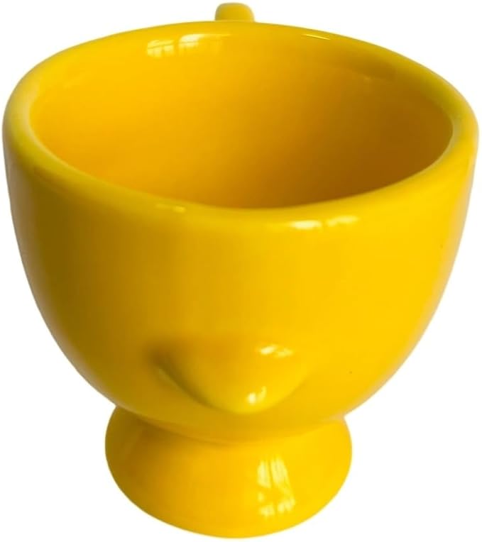 Ceramic Egg Cup, Yellow Porcelain Egg Holder for Breakfast Boiled Eggs, Perfect for Kitchen, Restaurant & Dining, Easy to Clean