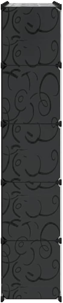 Modular Storage Cabinet Black and White Plastic Large 14 Compartments for Clothes Shoes and General Items with Durable Synthetic Plastic and Chrome Steel Construction