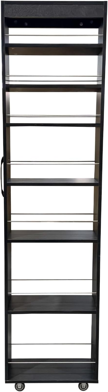 KEIKI 7 Tier Pull-Out Kitchen Pantry Storage Cabinet, Multi-Tier Single-Sided Open Shelf, Spice Rack Next to Fridge, Wood Hutch Food Pantries Cupboard for Coffee Bar, Dining Room, Narrow Spaces