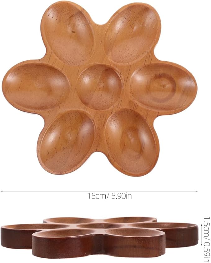 Unomor Wooden Egg Tray Creative Rustic Egg Holder Organizer for Countertop Fresh Storage Box 5.90X5.90X0.59In Multifunctional Kitchen Decor