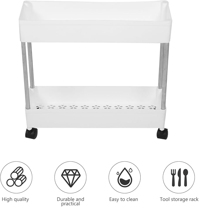 Cabilock Multi-Layer Storage Rack Rolling Trolley Cart with Casters 3-Tier Portable Floor Stand for Kitchen Bathroom Bedroom Living Room Balcony Organization