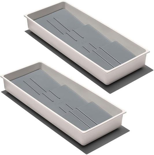 OXO Good Grips Kitchen Compact Spice Drawer Organizer, White - Pack of 2