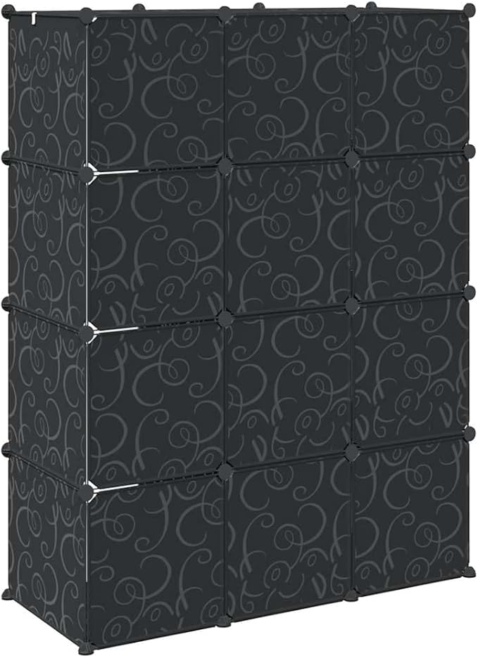 Modular Cabinet Black and White Plastic and Chromed Steel with Nine Compartments for Flexible Storage and Modern Home Organization