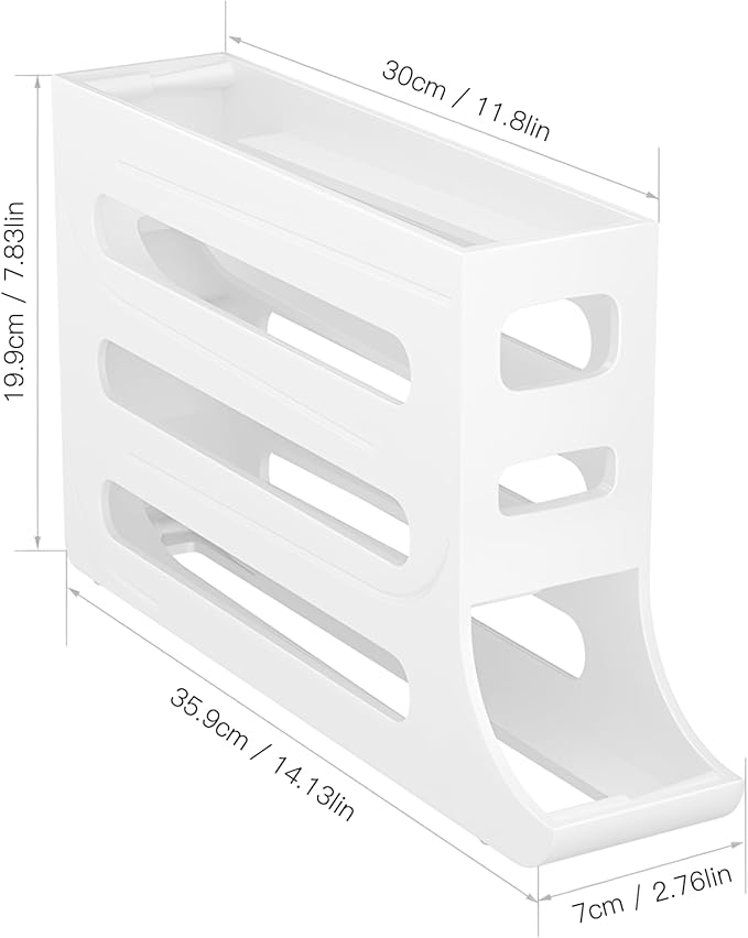 Automatic Rolling Egg Storage For Refrigerator, Fridge Organizer, Space Saving Refrigerator Egg Holder For Fridge ,Egg roller holds 28 Eggs,for Refrigerator,Kitchen,Cabinets,Tabl (White)