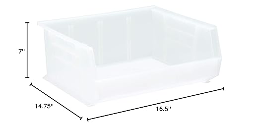 QUANTUM STORAGE SYSTEMS K-QUS250CL-2 2-Pack Ultra-Stack and Hang Bins, 14-3/4" x 16-1/2" x 7", Clear
