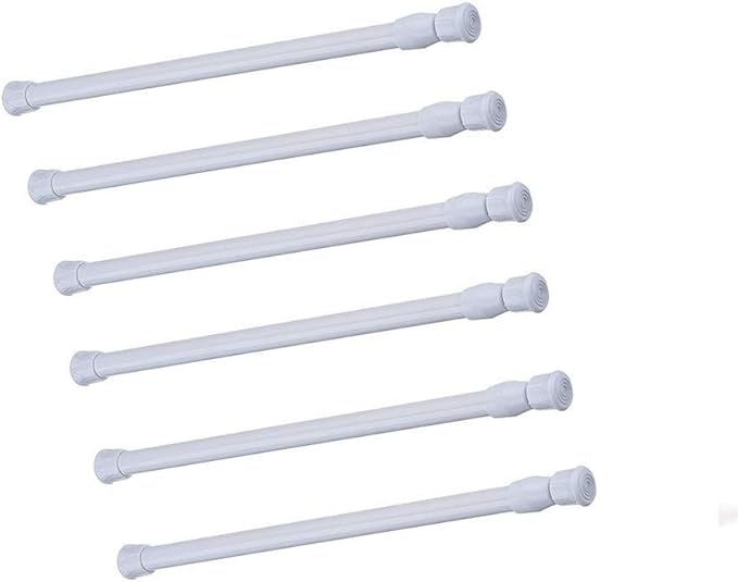 Tension Rods, 6 Pack Adjustable Spring Steel Cupboard Bars 21.6 to 35.4 Inches Tension Curtain Rod Shower Rod Closet Rod Tensions Rod Extendable Width