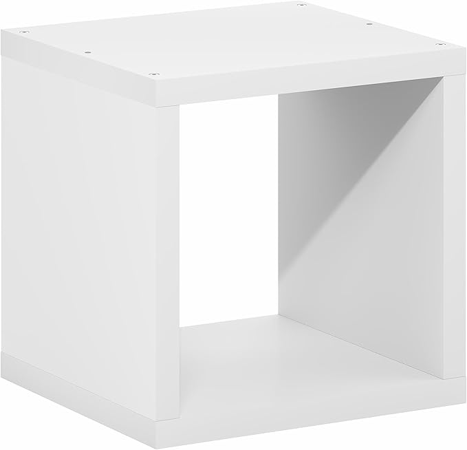 Furinno Cubicle Book Shelf, Stackable Bookshelf, Cube Storage Organizer Bookcase with Open Back, Extra Thick, 15.8" x 15.8" x 14.6", for Living Room, Bedroom, Home Office, White