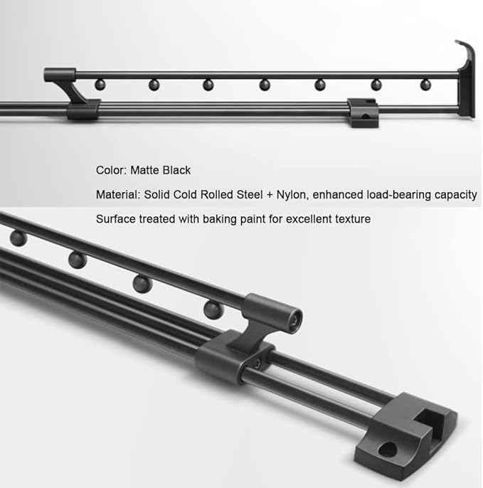 Heavy Duty Extendable Pull Out Closet Rod - Sliding Wardrobe Closet Rod for Increased Storage Space - Hanging Rod Ideal for Clothes, Towels and More - Neat Closet Storage (16.2 inch)