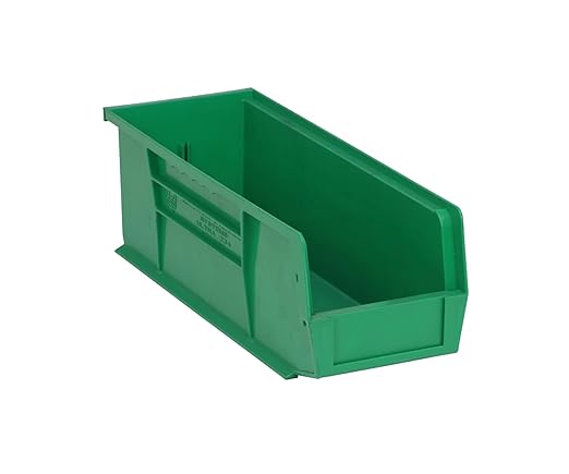 QUANTUM STORAGE SYSTEMS QUS234GN Ultra Stack & Hang Heavy Duty Part Organizer Green Bins 15" L x 6" W x 5" H 12 Pack
