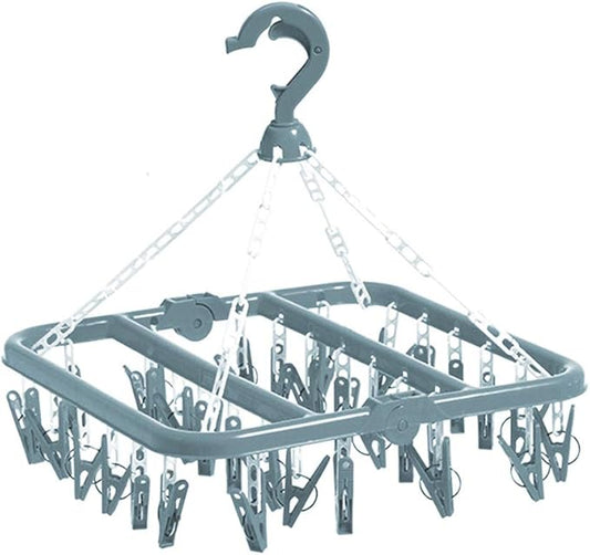 Clip and Drip Hanger Clothes Hanger Drying Rack 32 Clips (Light Blue)