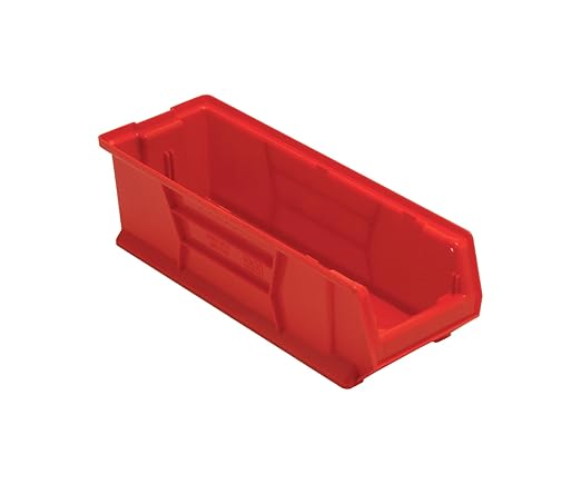 QUANTUM STORAGE SYSTEMS K-QUS950RD-4 4-Pack Plastic Storage Stacking Hulk Container, 23-7/8" x 8-1/4" x 7", Red