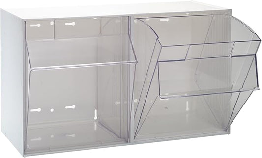 Quantum Storage Systems QTB302WT 2 Drawers Tip Out Cabinet Part Organizer White 14" H x 24" W x 12" D