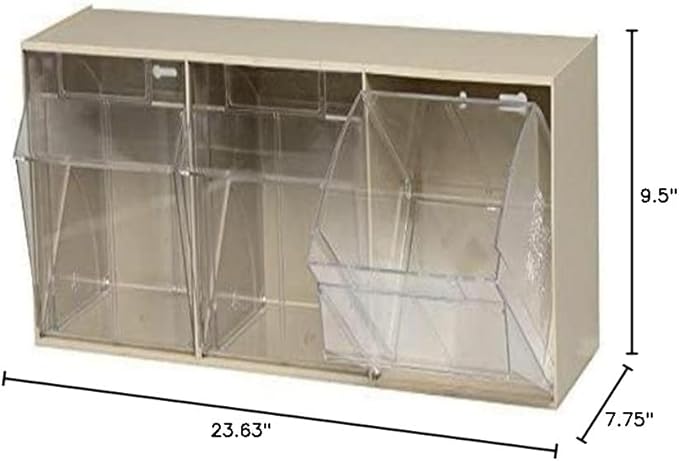 Quantum Storage Systems QTB303IV 3 Drawers Tip Out Cabinet Part Organizer Ivory 10" H x 24" W x 8" D