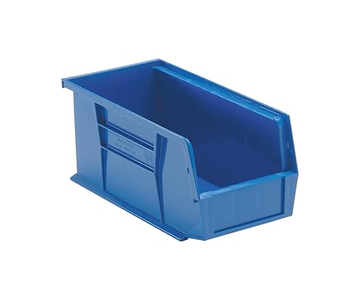 QUANTUM STORAGE SYSTEMS K-QUS230BL-8 8-Pack Stack and Hang Plastic Bin Storage Containers, 10 inch x 5 inch x 5 inch, Blue