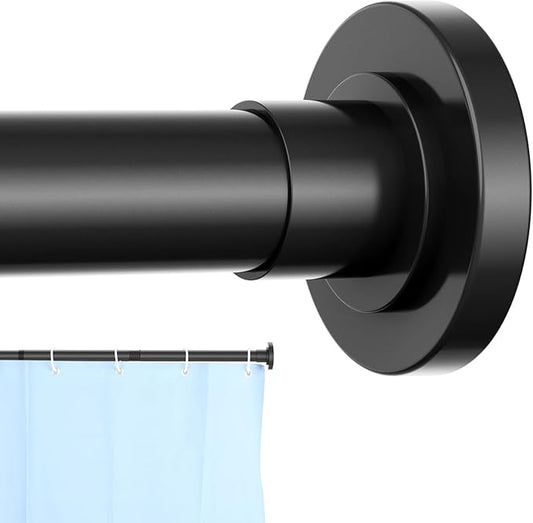CorkLatta Black Shower Curtain Rod 31 to 92 Inch,1 Inch Diameter Adjustable Spring Tension Stainless Steel Telescoping Rod,Easy Install,No Rust