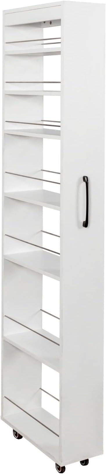 KEIKI 7 Tier Pull-Out Kitchen Pantry Storage Cabinet, Multi-Tier Single-Sided Open Shelf, Spice Rack Next to Fridge, Wood Hutch Food Pantries Cupboard for Coffee Bar, Dining Room, Narrow Spaces