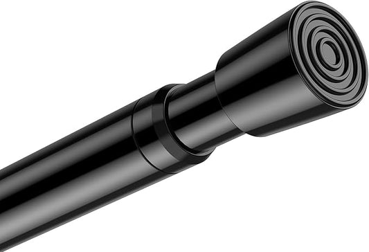 AIZESI Spring Tension Curtain Rod 32 to 58 inch Adjustable Curtain Rods No Drilling Expandable Spring Loaded Curtain Rod for Windows Doors, Black