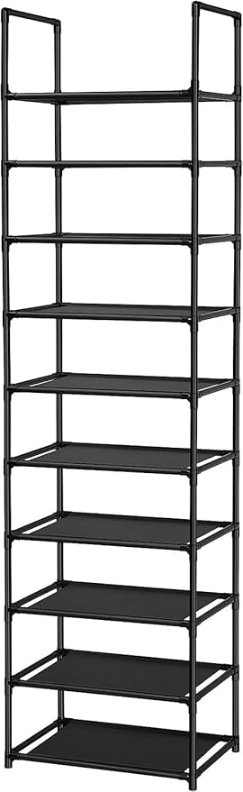 10-Tier Shoe Rack,Space Saving Shoe Storage Tall Shoe Rack Organiser Shelf Non-Woven Fabric Shoe Tower for Closet Entryway Hallway Quick Assembly No Tools Required