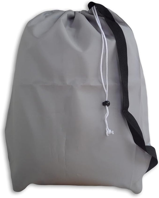 Medium Laundry Bag with Drawstring, Shoulder Strap, Locking Closure, Color: Gray, Size: 24x36