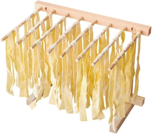 Pasta Drying Rack - Collapsible Spaghetti Holder with 8 Bars for Homemade Fresh Pasta - Wood Drying Rack for Spaghetti, Linguine, Fettucine, or Pappardelle - Kitchen Accessories by Classic Cuisine