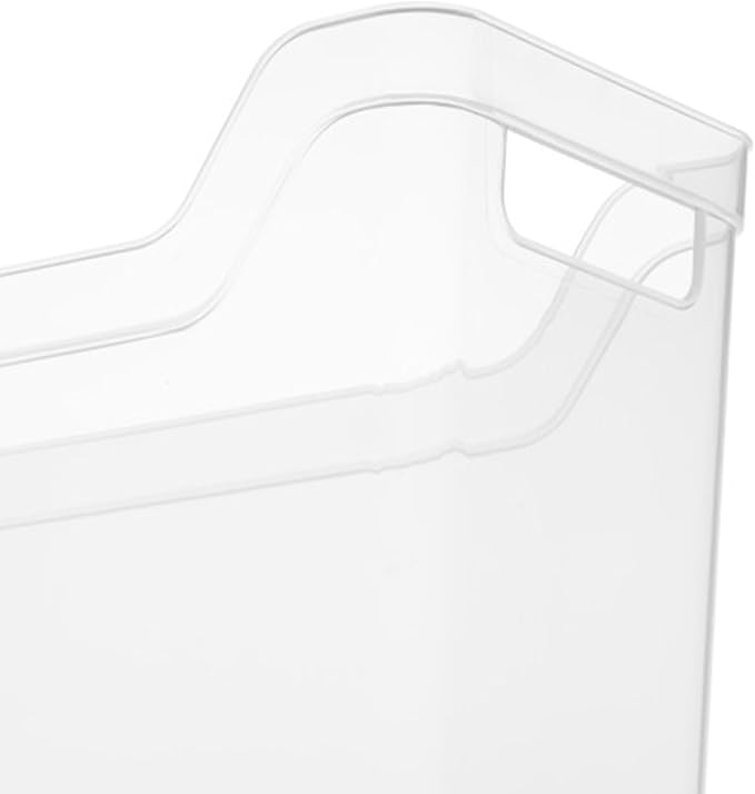 Sterilite Narrow Shelf Bin Organizing Plastic Container, Home Kitchen or Office Storage Tote, Open Top Basket with Handles, 12 Pack, Clear