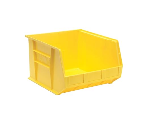 QUANTUM STORAGE SYSTEMS K-QUS270YL-1 Stack and Hang Plastic Bin Storage Container, 18 inch x 16 inch x 11 inch, Yellow