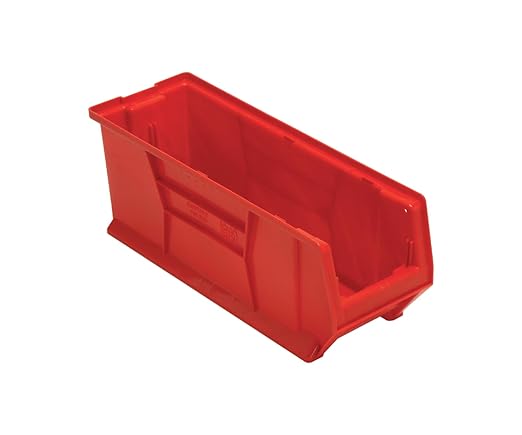 QUANTUM STORAGE SYSTEMS K-QUS951RD-4 4-Pack Plastic Storage Stacking Hulk Container, 23-7/8 inch x 8-1/4 inch x 9 inch, Red