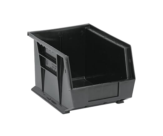 QUANTUM STORAGE SYSTEMS K-QUS239BK-4 4-Pack Ultra-Stack and Hang Bins, 10-3/4" x 8-1/4" x 7", Black