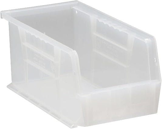 Quantum Plastic Storage Clear-View Ultra Hang and Stack Bin 10-7/8" x 5-1/2" x 5" - Pack of 12