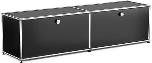Modern Storage Cabinet Versatile Free-Standing Organizer for Living Room, Bedroom, and Home Office Décor, Black