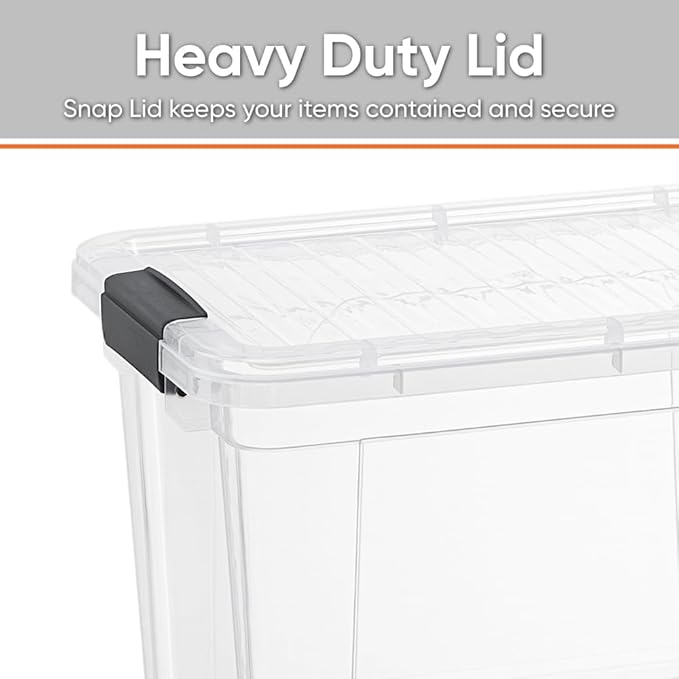 Superio Clear Storage Box with Lid, 2.5 Quart Plastic Container Bins for Organizing, Stackable Crates, BPA Free, Non Toxic, Odor Free, Organizers